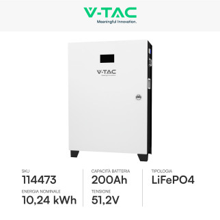 VT-12040 Accumulatore 10,24kWh Impianti Fotovoltaici CEI 0-21 V-Tac